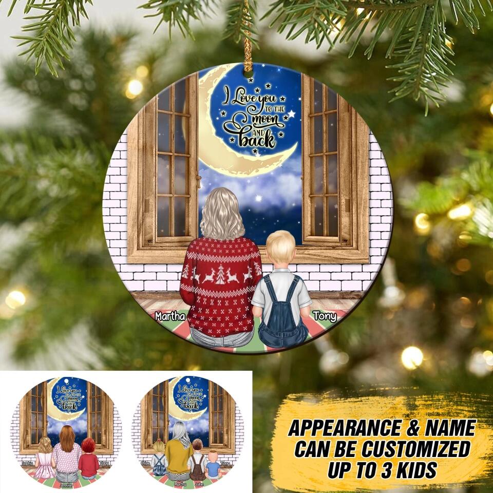 Personalized I Love You To The Moon And Back Grandma Kid Christmas Ornament Printed 22SEP-DT26