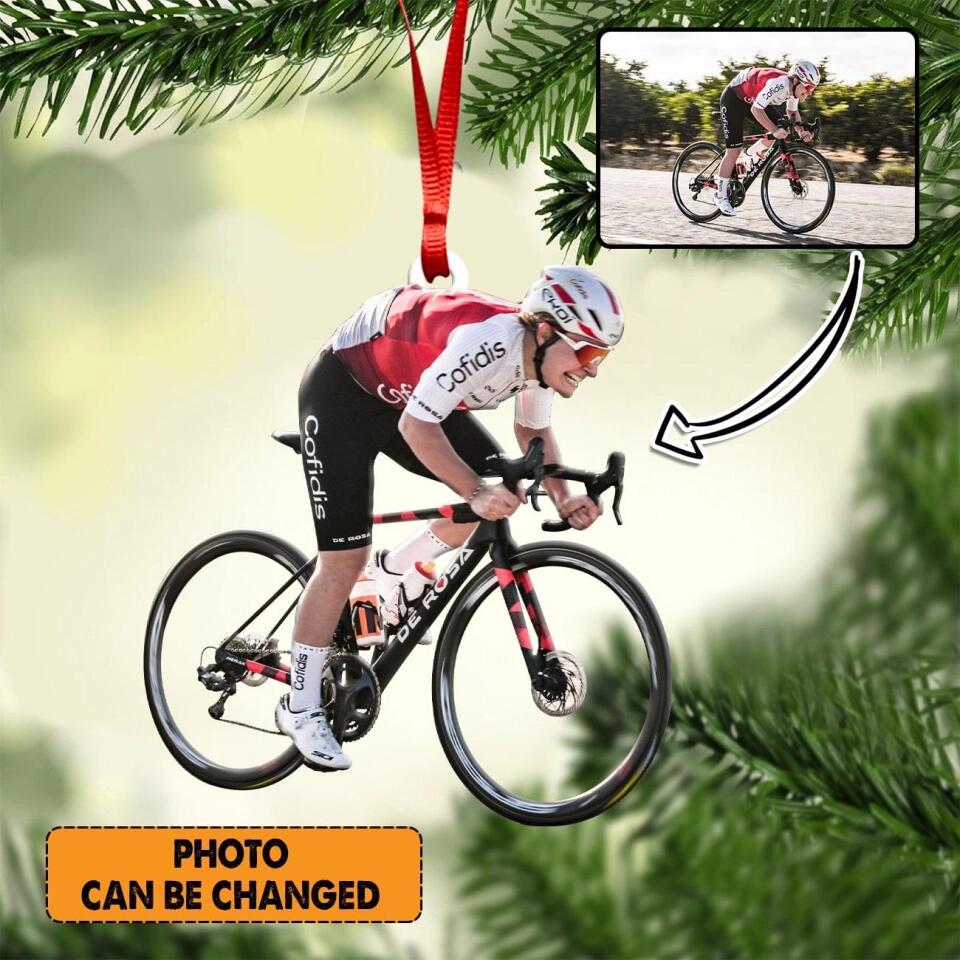 Personalized Image French Bycicle Racing Christmas Wood Ornament Printed 22SEP-HY26