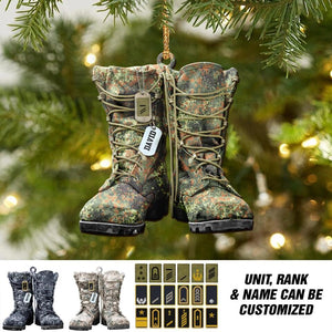 Personalized German Solider/ Veteran Camo Boots With Rank Christmas Ornament Printed QTDT2709