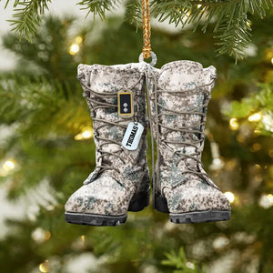 Personalized German Solider/ Veteran Camo Boots With Rank Christmas Ornament Printed QTDT2709