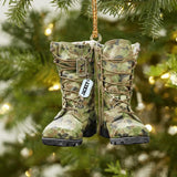 Personalized Australian Solider/ Veteran Camo Boots With Rank Christmas Ornament Printed QTDT2709
