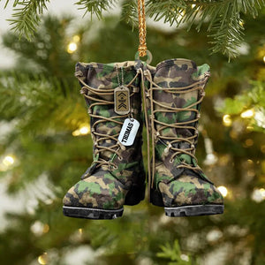 Personalized Swiss Solider/ Veteran Camo Boots With Rank Christmas Ornament Printed QTDT2709