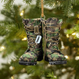 Personalized Swiss Solider/ Veteran Camo Boots With Rank Christmas Ornament Printed QTDT2709