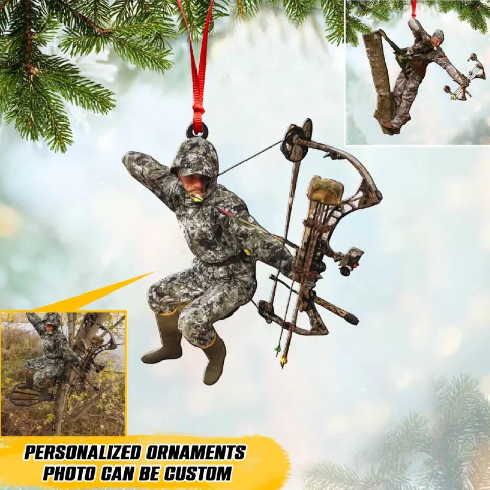 Personalized Your Image Bow Hunting Christmas Wood Ornament Printed QTVQ2709