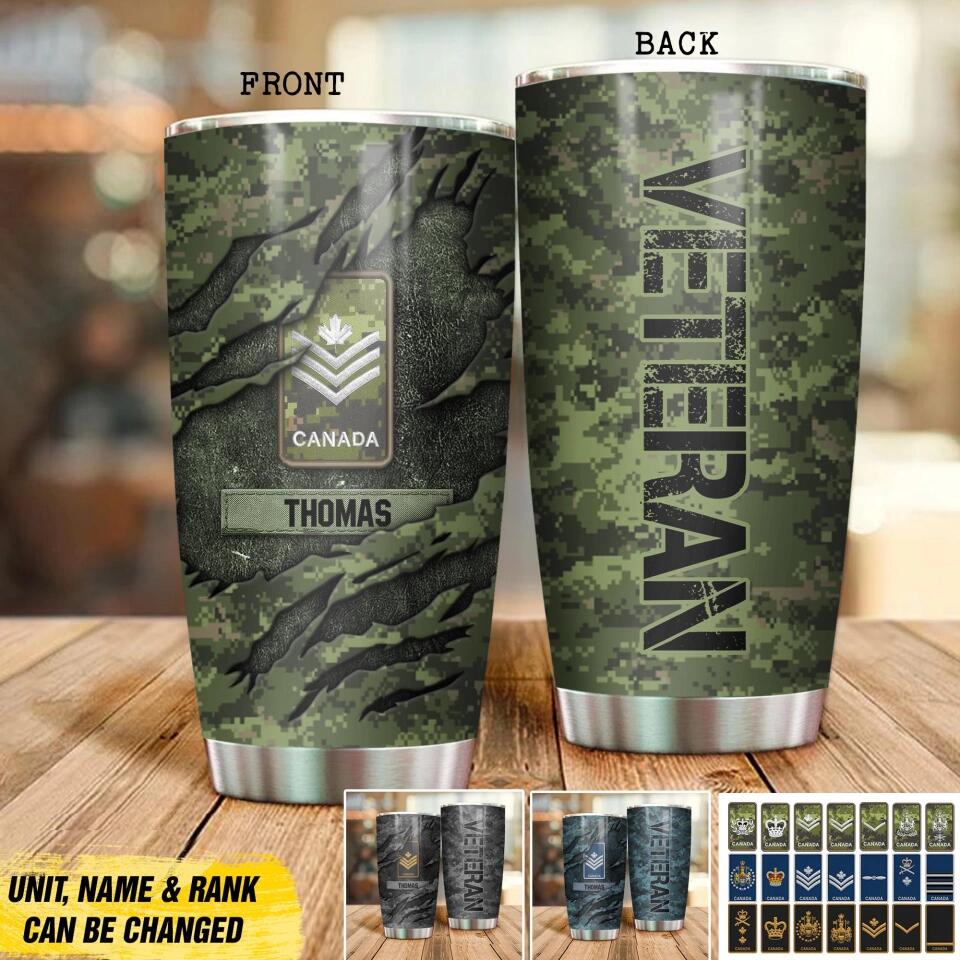 Personalized  Canadian Veteran/Soldier Camo Tumbler Printed QTDT2709