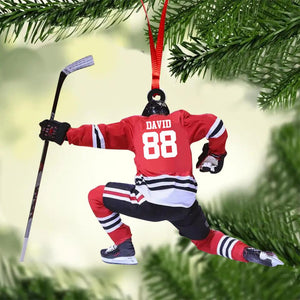 Personalized Hockey Players Wood Ornament Printed QTDT2809