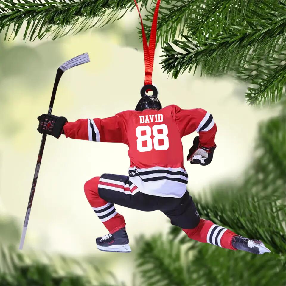 Personalized Hockey Players Wood Ornament Printed QTDT2809
