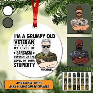 Personalized Grumpy Old Man German Veterans/Soldier Christmas Acrylic/Plastic Ornament Printed 22SEP-HY27