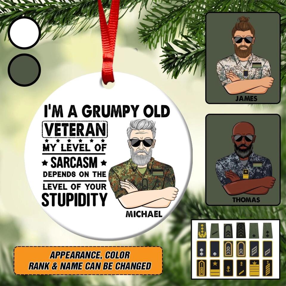 Personalized Grumpy Old Man German Veterans/Soldier Christmas Acrylic/Plastic Ornament Printed 22SEP-HY27