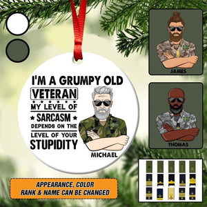 Personalized Grumpy Old Man Swedish Veterans/Soldier Christmas Acrylic/Plastic Ornament Printed 22SEP-HY27