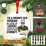 Personalized Grumpy Old Man Swedish Veterans/Soldier Christmas Acrylic/Plastic Ornament Printed 22SEP-HY27