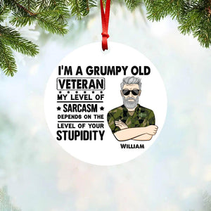 Personalized Grumpy Old Man Swedish Veterans/Soldier Christmas Acrylic/Plastic Ornament Printed 22SEP-HY27