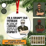 Personalized Grumpy Old Man Swiss Veterans/Soldier Christmas Acrylic/Plastic Ornament Printed 22SEP-HY27