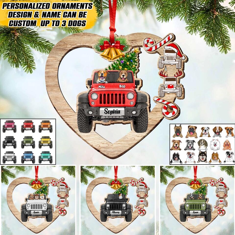 Personalized Jeep Dog Christmas Wood Ornament Printed 22SEP-HQ28