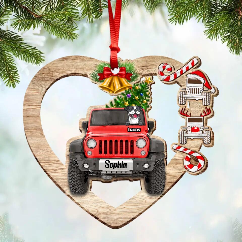 Personalized Jeep Dog Christmas Wood Ornament Printed 22SEP-HQ28