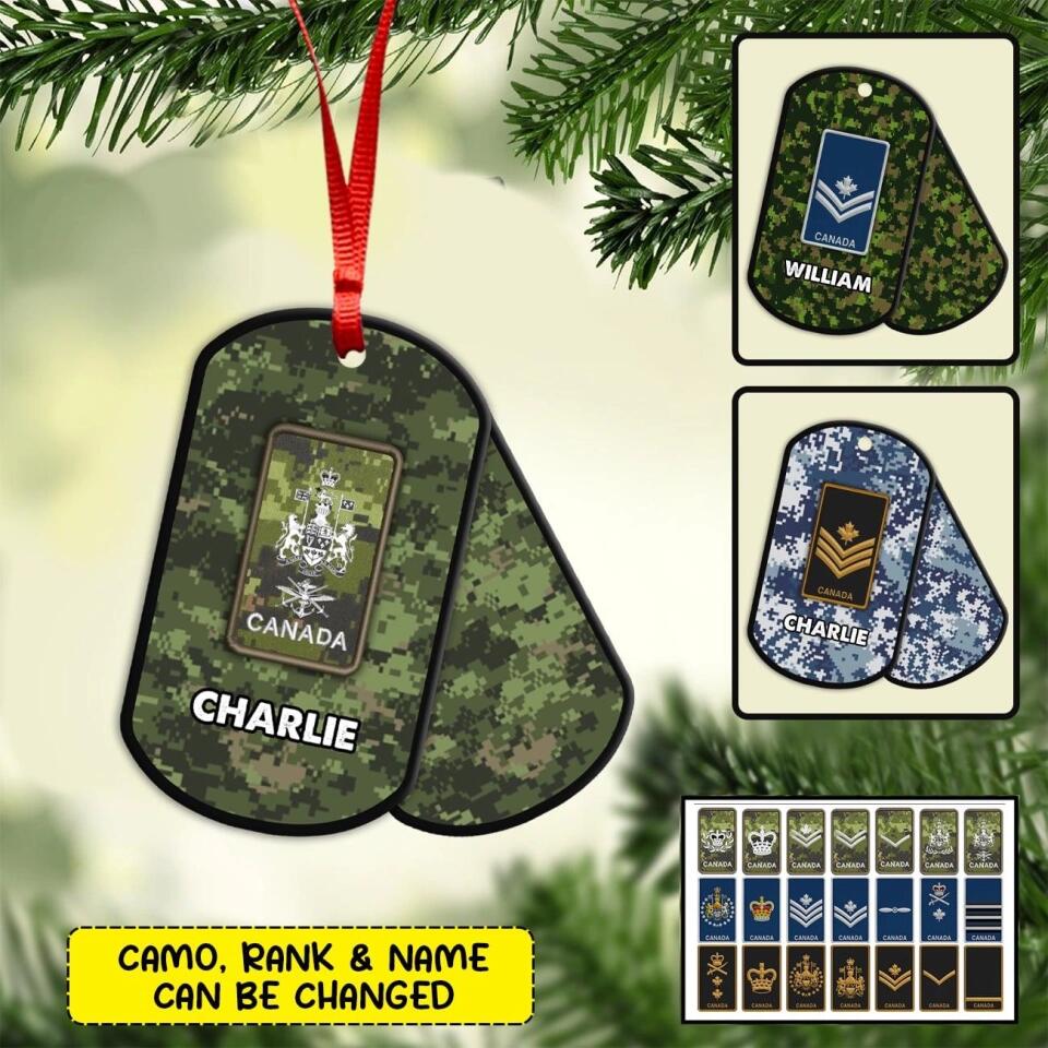 Personalized Canadian Veteran/Soldier Christmas Wood Ornament Printed 22SEP-HY28