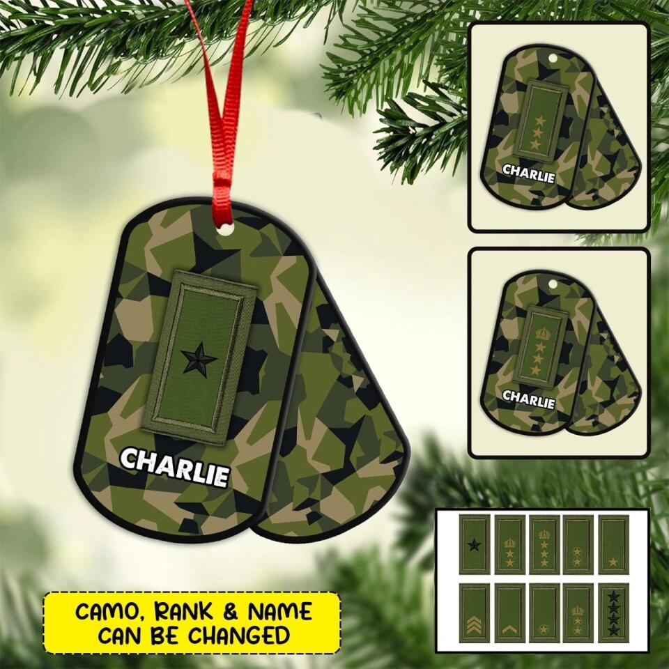 Personalized Swedish Veteran/Soldier Christmas Wood Ornament Printed 22SEP-HY28