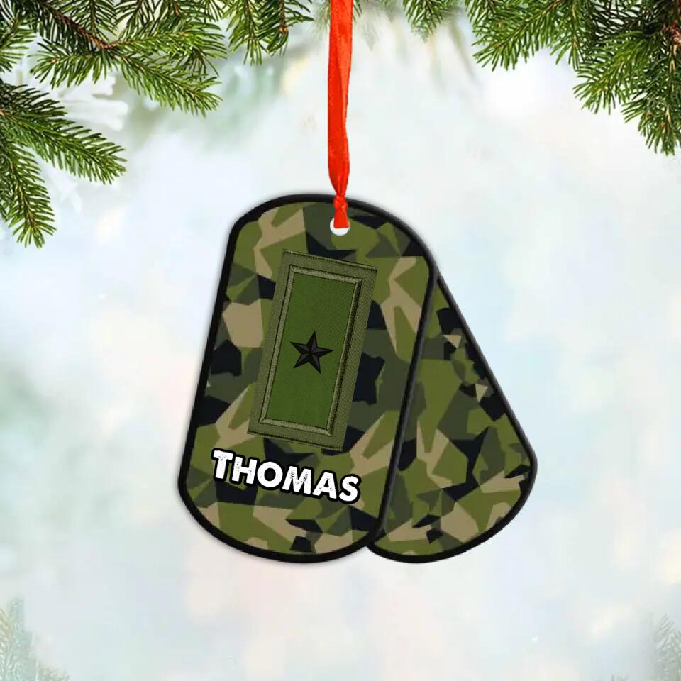 Personalized Swedish Veteran/Soldier Christmas Wood Ornament Printed 22SEP-HY28