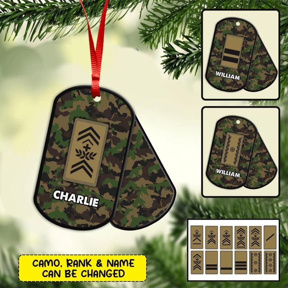 Personalized Swiss Veteran/Soldier Christmas Wood Ornament Printed 22SEP-HY28