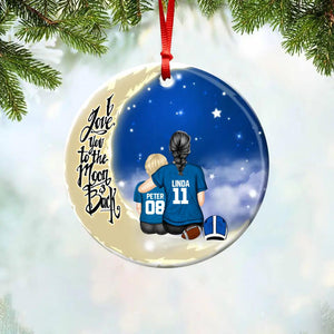 Personalized Football Mom & Kid Christmas Acrylic/Plastic Ornament Printed 22SEP-HQ29