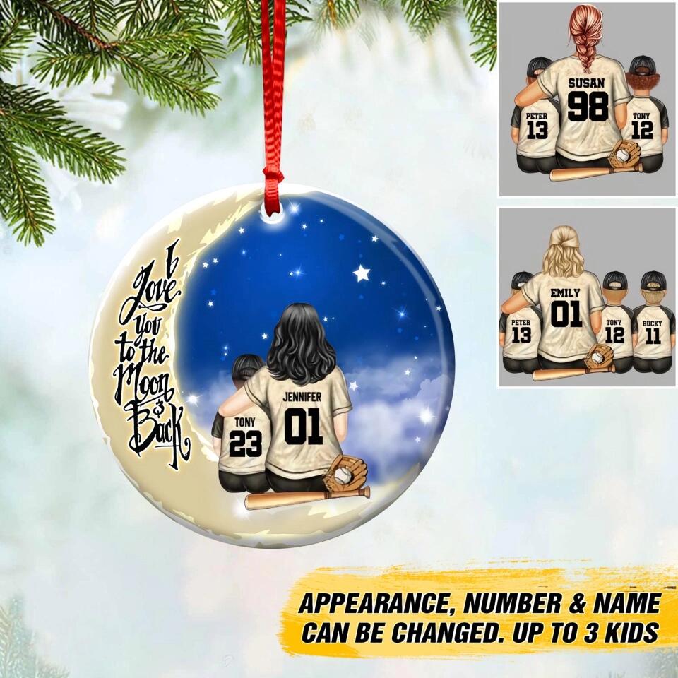 Personalized Baseball Mom & Kid Christmas Acrylic/Plastic Ornament Printed 22SEP-HQ29