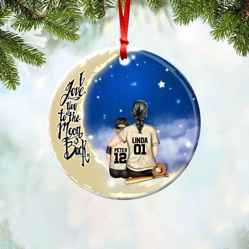 Personalized Baseball Mom & Kid Christmas Acrylic/Plastic Ornament Printed 22SEP-HQ29