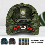 Personalized Canadian Veteran Camo Rank Hand Peaked Cap 3D Printed QTDT2909