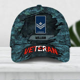 Personalized Canadian Veteran Camo Rank Hand Peaked Cap 3D Printed QTDT2909