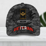 Personalized Canadian Veteran Camo Rank Hand Peaked Cap 3D Printed QTDT2909
