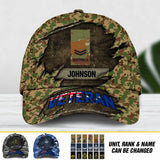 Personalized Australian Veteran Camo Rank Hand Peaked Cap 3D Printed QTDT2909