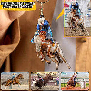 Personalized Bucking Rodeo Wood Keychain Printed 22SEP-DT30