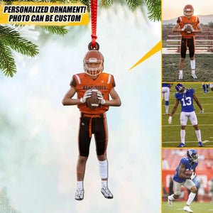 Personalized Your Image Rugby Playing Christmas Wood Ornament Printed QTVQ0310