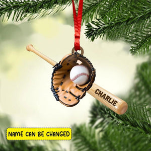Personalized Baseball Christmas Wood Ornament Printed QTHY0310