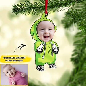 Personalized Your Image Baby Grinch Christmas Wood Ornament Printed QTDT0410