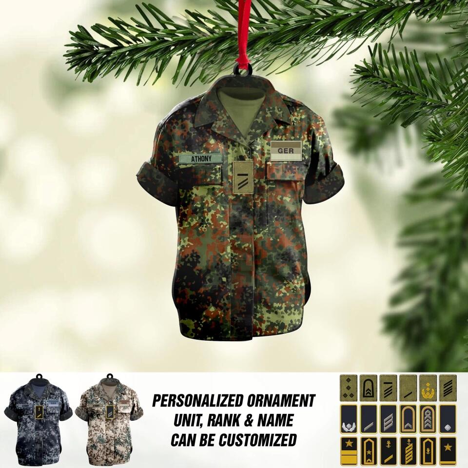 Personalized German Veterans/Soldier Uniform Christmas Wood Ornament Printed 22OCT-DT04
