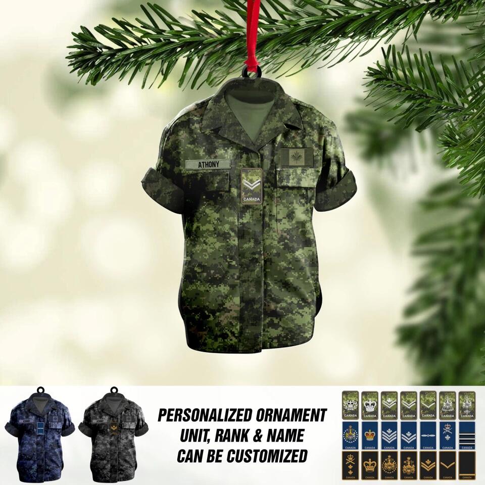 Personalized Canadian Veterans/Soldier Uniform Christmas Wood Ornament Printed 22OCT-DT04