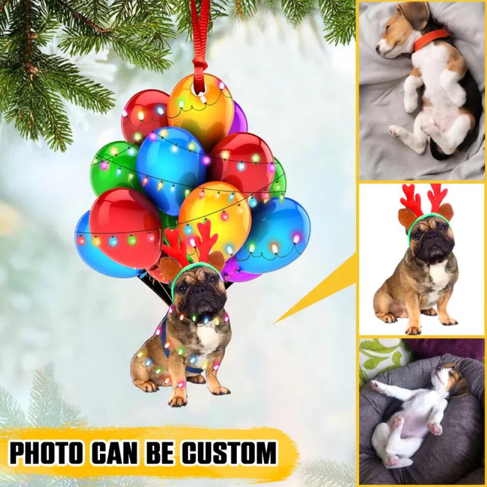 Personalized Your Image Dog Balloon Christmas Wood Ornament Printed QTVQ0410