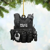 Personalized American Police or Sheriff With Name And Number Christmas Acrylic/Plastic Ornament Printed QTVQ0510