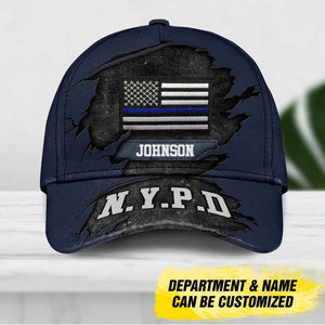 Personalized American Police With Name And Department Peaked Cap 3D Printed QTDT0510