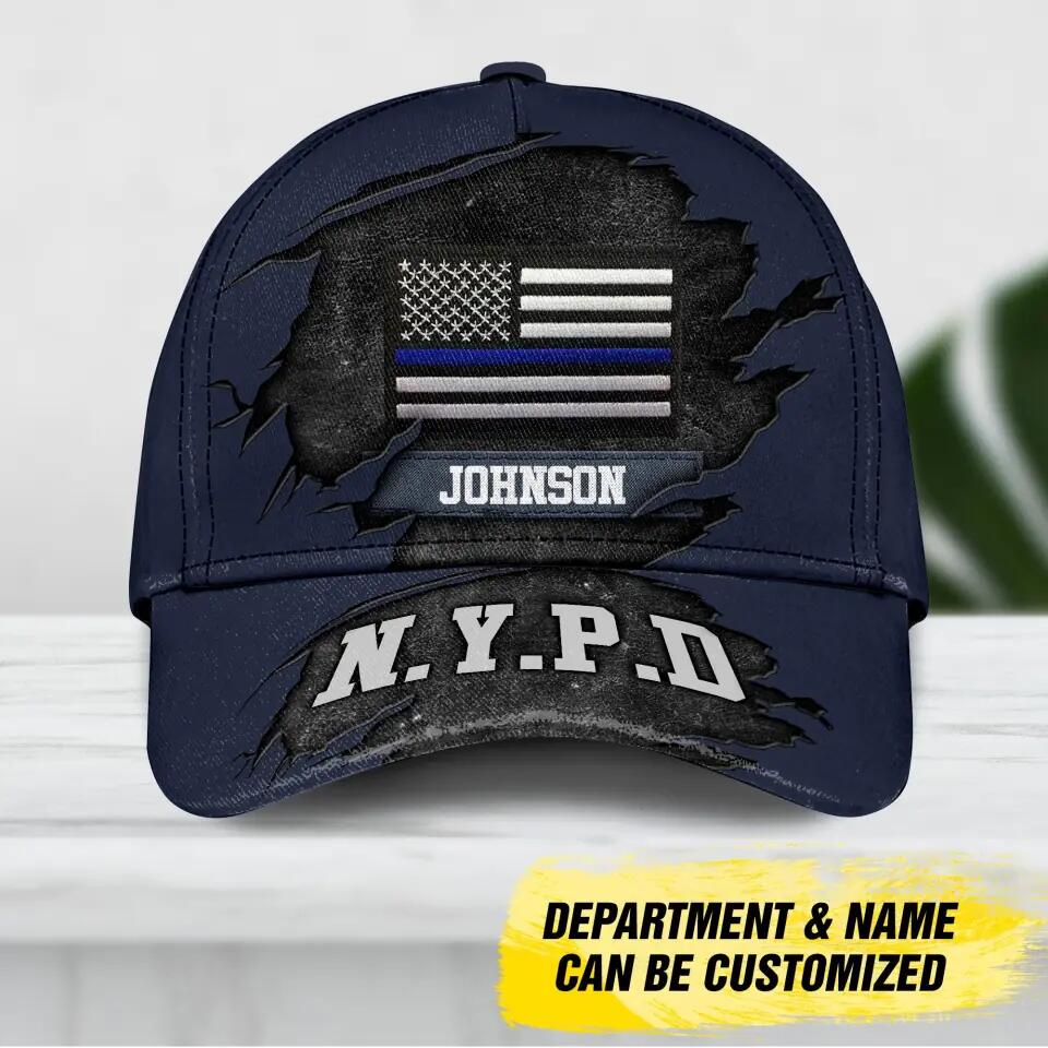 Personalized American Police With Name And Department Peaked Cap 3D Printed QTDT0510