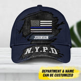 Personalized American Police With Name And Department Peaked Cap 3D Printed QTDT0510