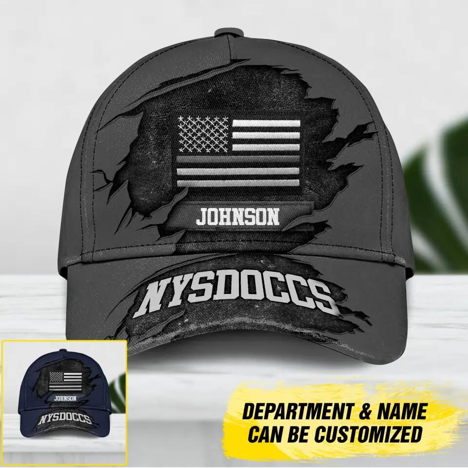 Personalized American Correctional Officer With Name And Department Peaked Cap 3D Printed QTDT0510