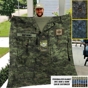 Personalized Canadian Veterans/Soldier Uniform Quilt Blanket Printed 22OCT-DT05