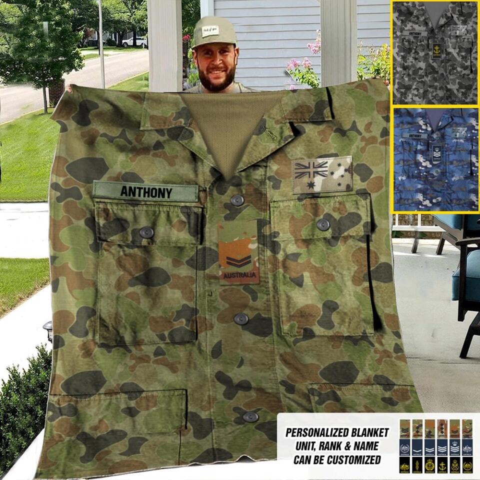 Personalized Australian Veterans/Soldier Uniform Quilt Blanket Printed 22OCT-DT05