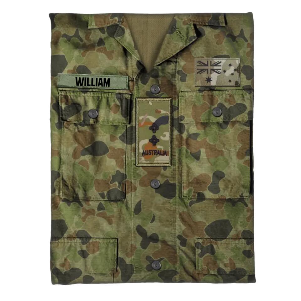 Personalized Australian Veterans/Soldier Uniform Quilt Blanket Printed 22OCT-DT05