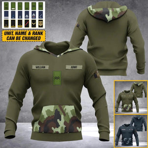 Personalized Irish Solider/ Veteran Camo With Name and Rank Hoodie 3D Printed QTDT0510