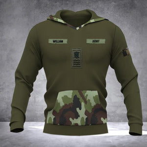 Personalized Irish Solider/ Veteran Camo With Name and Rank Hoodie 3D Printed QTDT0510