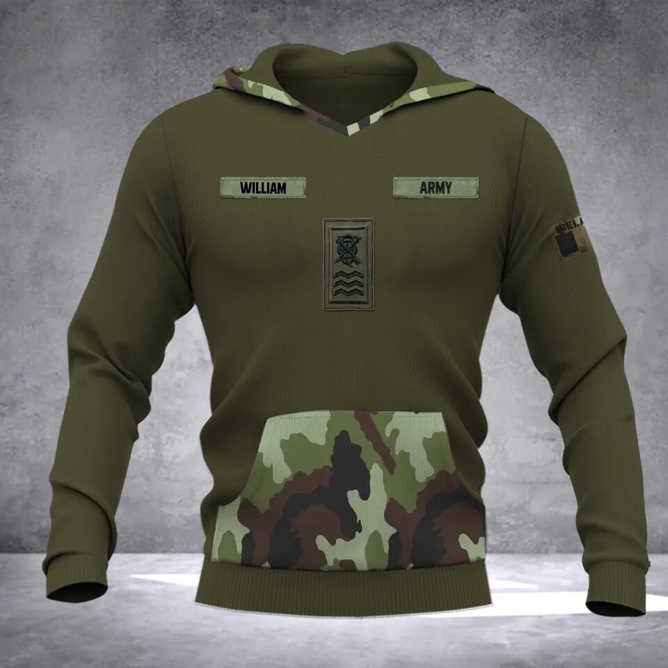 Personalized Irish Solider/ Veteran Camo With Name and Rank Hoodie 3D Printed QTDT0510