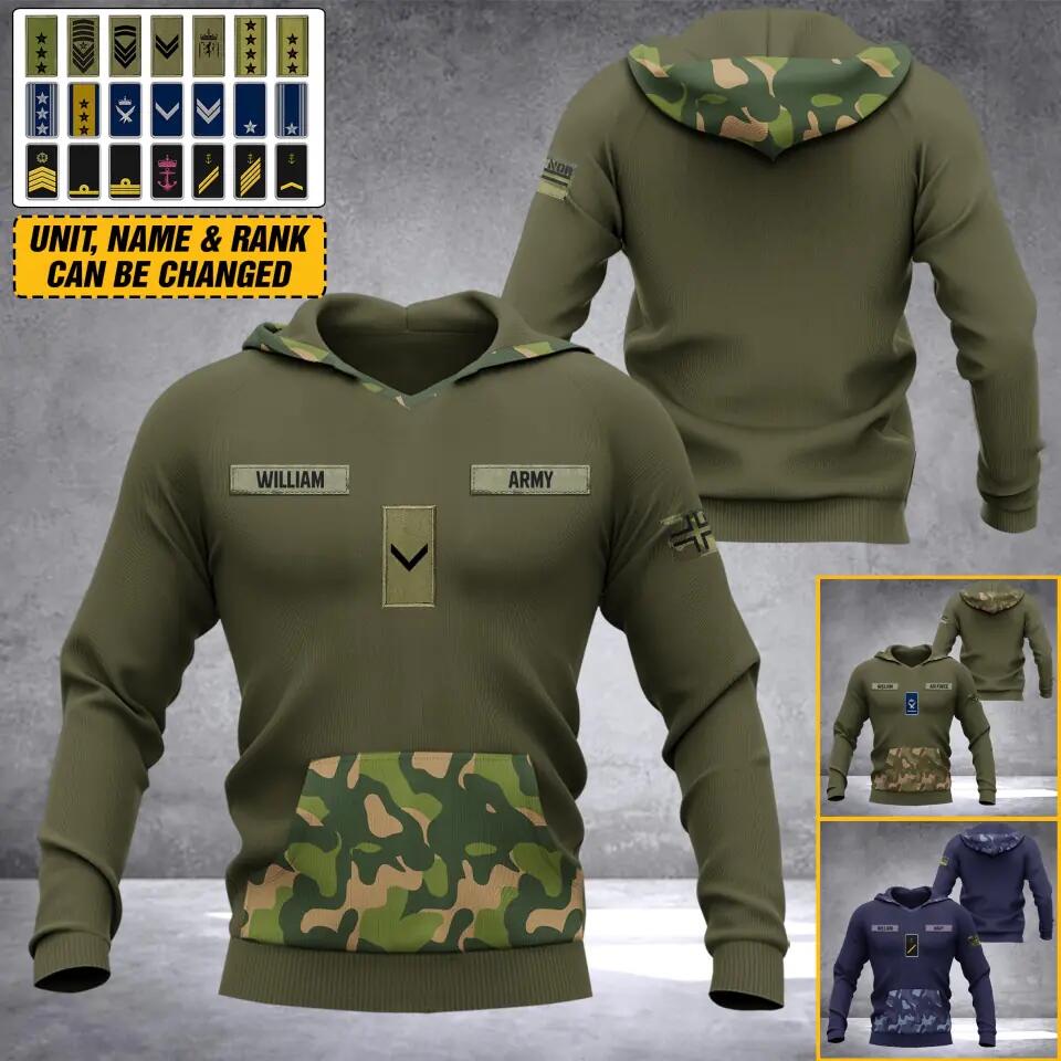Personalized Norwegian Solider/ Veteran Camo With Name and Rank Hoodie 3D Printed QTDT0510