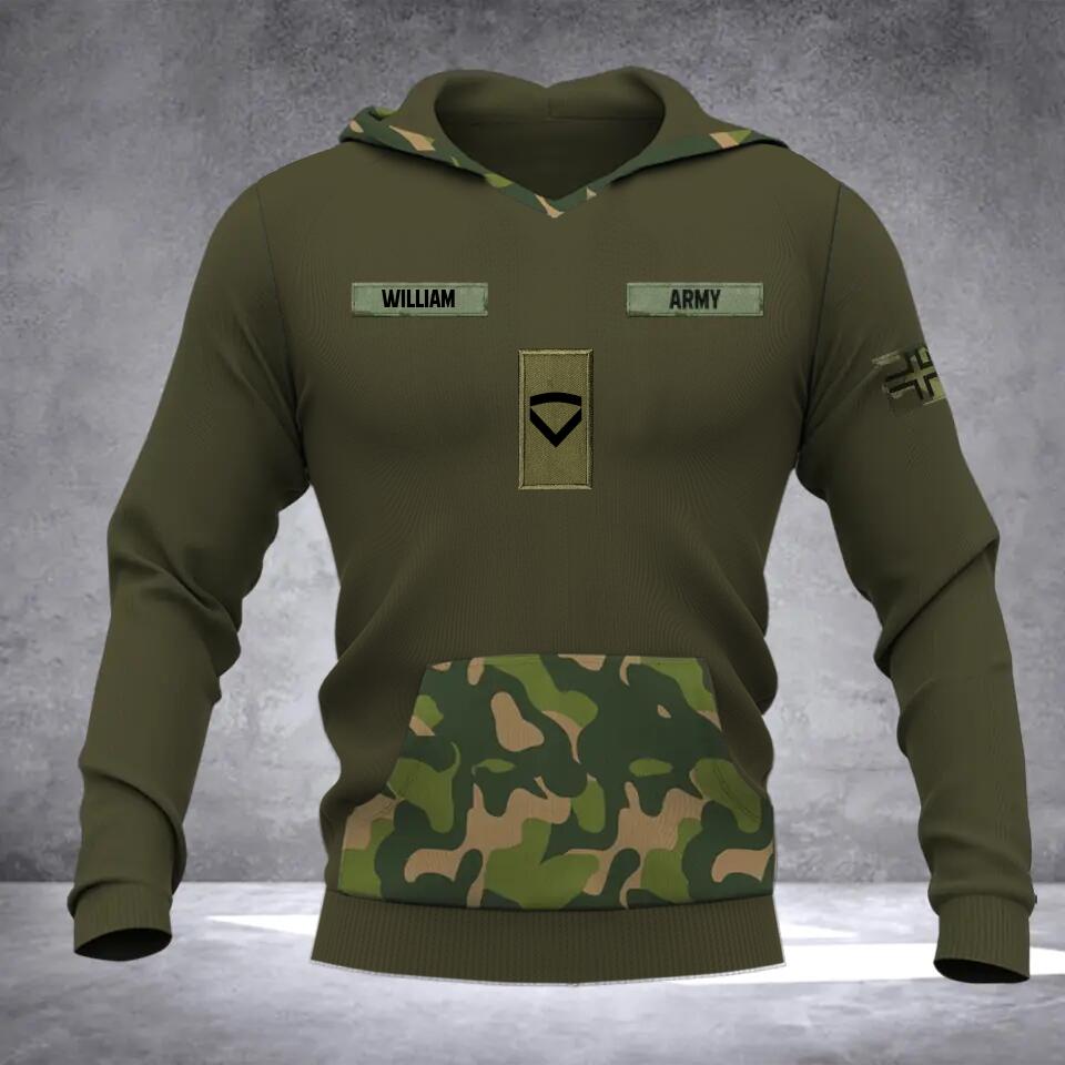 Personalized Norwegian Solider/ Veteran Camo With Name and Rank Hoodie 3D Printed QTDT0510